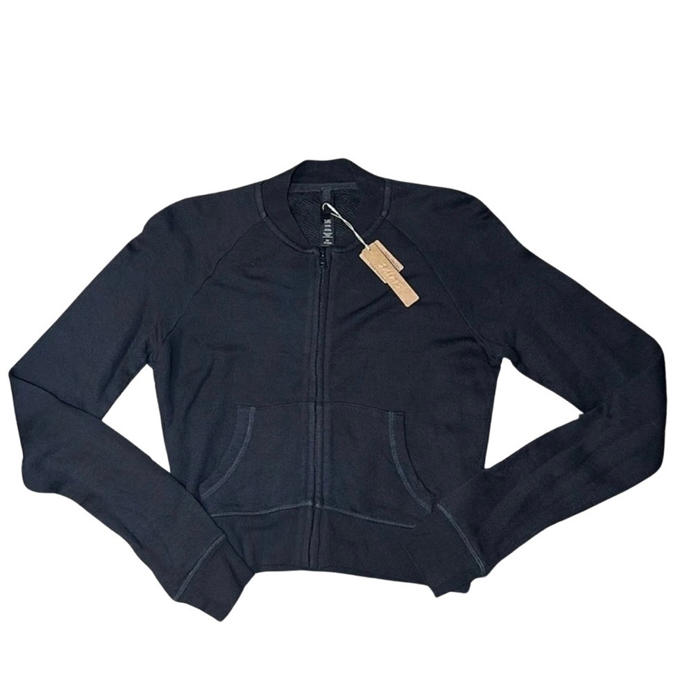 Skims Women’s Model French Terry Shrunken Zip Up Black Size Xsmall